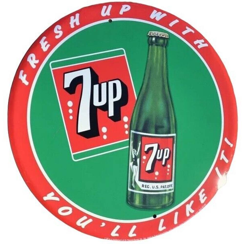 7 Up "You'll Like It" Licensed Novelty Metal 12" Circular Sign Home & Garden:Home Décor:Plaques & Signs Style Your Walls